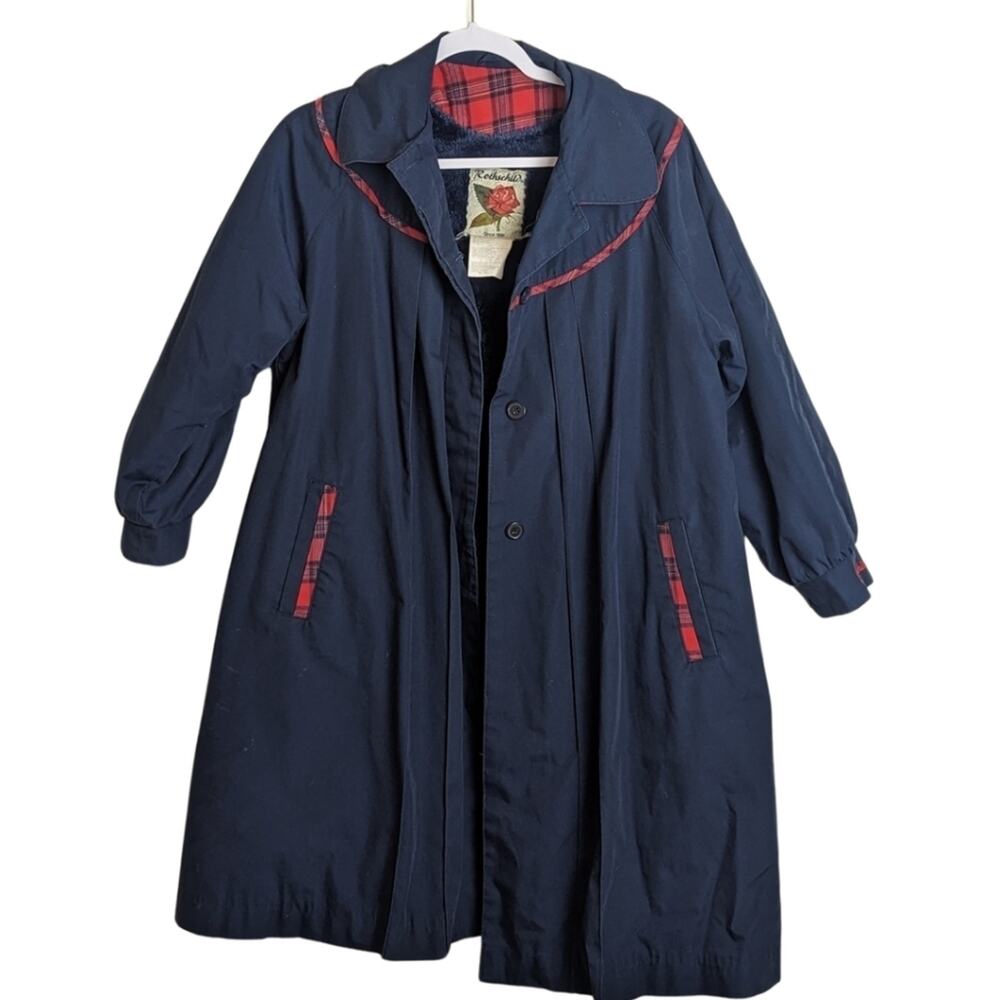 Vintage Rothschild Madeline Pea Coat Pleated laid Faux Fur Lining Girls 12